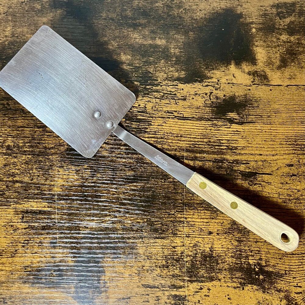 Vintage ROBINSON Stainless Spatula Turner Flipper 12” Wood Handle USA